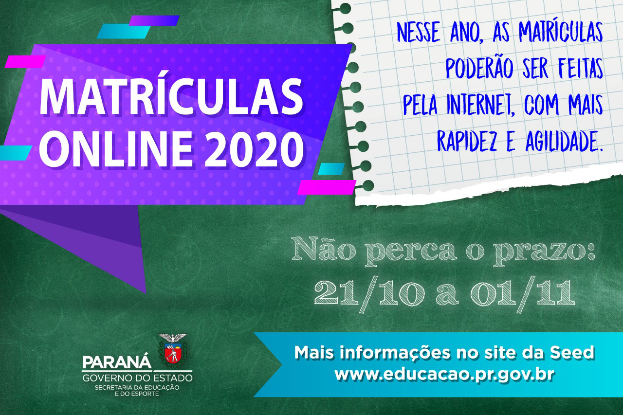 Matrículas para 2020 nas escolas estaduais do Paraná poderão ser feitas pela internet