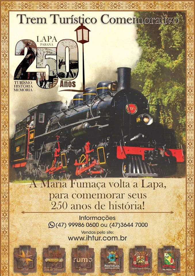 Trem comemorativo pelos 250 anos da Lapa tem datas e horários definidos